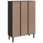 vidaXL Bücherschrank SENJA Rattan-Look Schwarz 90x35x130cm Kiefernholz
