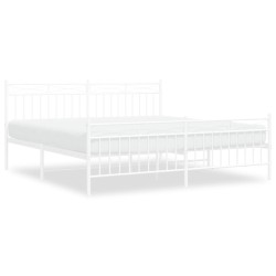 vidaXL Bettgestell mit Kopf- und Fußteil Metall Weiß 183x213 cm