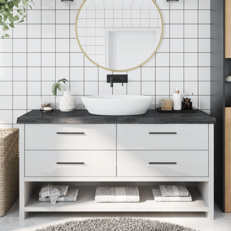 Waschtischplatte Dunkelgrau 160x60x6 cm Massivholz Behandelt Waschtischplatte Dunkelgrau 160x60x6 cm Massivholz Behandelt