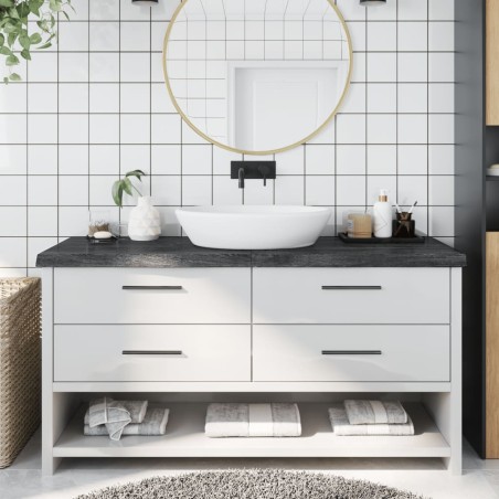 Waschtischplatte Dunkelgrau 160x60x6 cm Massivholz Behandelt