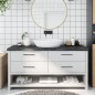 Waschtischplatte Dunkelgrau 160x60x6 cm Massivholz Behandelt Waschtischplatte Dunkelgrau 160x60x6 cm Massivholz Behandelt