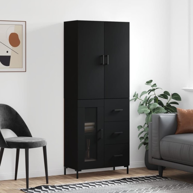 vidaXL Highboard Schwarz 69,5x34x180 cm Holzwerkstoff