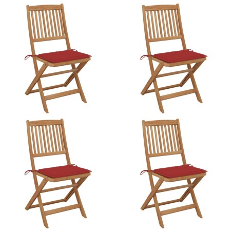 vidaXL Klappbare Gartenstühle 4 Stk. mit Kissen Massivholz Akazie