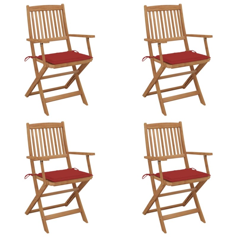 vidaXL Klappbare Gartenstühle 4 Stk. mit Kissen Massivholz Akazie vidaXL Klappbare Gartenstühle 4 Stk. mit Kissen Massivholz Akazie