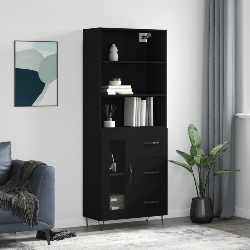 vidaXL Highboard Schwarz 69,5x34x180 cm Holzwerkstoff vidaXL Highboard Schwarz 69,5x34x180 cm Holzwerkstoff