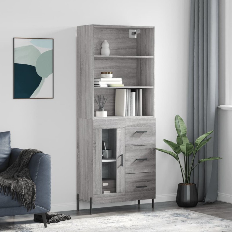 vidaXL Highboard Grau Sonoma 69,5x34x180 cm Holzwerkstoff vidaXL Highboard Grau Sonoma 69,5x34x180 cm Holzwerkstoff