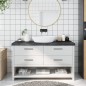 Waschtischplatte Dunkelgrau 140x30x6 cm Massivholz Behandelt Waschtischplatte Dunkelgrau 140x30x6 cm Massivholz Behandelt