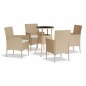 vidaXL 5-tlg. Garten-Bistro-Set mit Kissen Beige Poly Rattan vidaXL 5-tlg. Garten-Bistro-Set mit Kissen Beige Poly Rattan