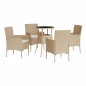 vidaXL 5-tlg. Garten-Bistro-Set mit Kissen Beige Poly Rattan vidaXL 5-tlg. Garten-Bistro-Set mit Kissen Beige Poly Rattan