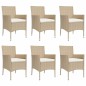 vidaXL 7-tlg. Garten-Essgruppe mit Kissen Beige Poly Rattan vidaXL 7-tlg. Garten-Essgruppe mit Kissen Beige Poly Rattan