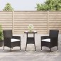 vidaXL 3-tlg. Garten-Bistro-Set mit Kissen Schwarz Poly Rattan vidaXL 3-tlg. Garten-Bistro-Set mit Kissen Schwarz Poly Rattan