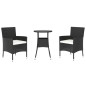 vidaXL 3-tlg. Garten-Bistro-Set mit Kissen Schwarz Poly Rattan vidaXL 3-tlg. Garten-Bistro-Set mit Kissen Schwarz Poly Rattan