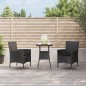 vidaXL 3-tlg. Garten-Bistro-Set mit Kissen Schwarz Poly Rattan vidaXL 3-tlg. Garten-Bistro-Set mit Kissen Schwarz Poly Rattan
