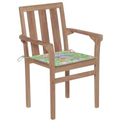 vidaXL Stapelbare Gartenstühle mit Kissen 6 Stk. Massivholz Teak