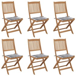 vidaXL Klappbare Gartenstühle 6 Stk. mit Kissen Massivholz Akazie