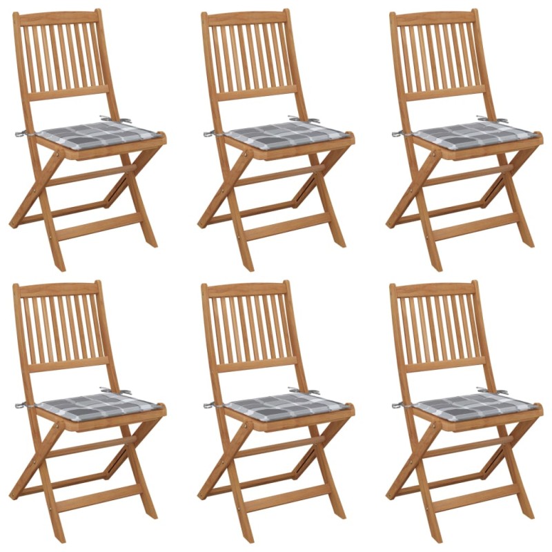 vidaXL Klappbare Gartenstühle 6 Stk. mit Kissen Massivholz Akazie vidaXL Klappbare Gartenstühle 6 Stk. mit Kissen Massivholz Akazie