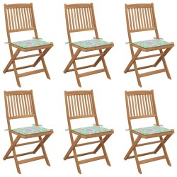 vidaXL Klappbare Gartenstühle 6 Stk. mit Kissen Massivholz Akazie