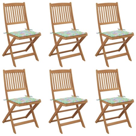 vidaXL Klappbare Gartenstühle 6 Stk. mit Kissen Massivholz Akazie
