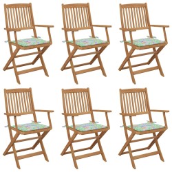 vidaXL Klappbare Gartenstühle 6 Stk. mit Kissen Massivholz Akazie