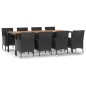 vidaXL 9-tlg. Garten-Essgruppe mit Kissen Schwarz Poly Rattan vidaXL 9-tlg. Garten-Essgruppe mit Kissen Schwarz Poly Rattan