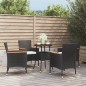 vidaXL 5-tlg. Garten-Bistro-Set mit Kissen Schwarz Poly Rattan vidaXL 5-tlg. Garten-Bistro-Set mit Kissen Schwarz Poly Rattan