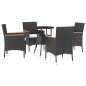vidaXL 5-tlg. Garten-Bistro-Set mit Kissen Schwarz Poly Rattan vidaXL 5-tlg. Garten-Bistro-Set mit Kissen Schwarz Poly Rattan