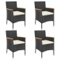 vidaXL 5-tlg. Garten-Bistro-Set mit Kissen Schwarz Poly Rattan vidaXL 5-tlg. Garten-Bistro-Set mit Kissen Schwarz Poly Rattan