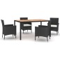 vidaXL 5-tlg. Garten-Essgruppe mit Kissen Schwarz Poly Rattan vidaXL 5-tlg. Garten-Essgruppe mit Kissen Schwarz Poly Rattan