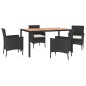 vidaXL 5-tlg. Garten-Essgruppe mit Kissen Schwarz Poly Rattan vidaXL 5-tlg. Garten-Essgruppe mit Kissen Schwarz Poly Rattan
