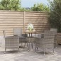 vidaXL 5-tlg. Garten-Bistro-Set mit Kissen Grau Poly Rattan vidaXL 5-tlg. Garten-Bistro-Set mit Kissen Grau Poly Rattan