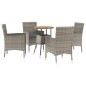 vidaXL 5-tlg. Garten-Bistro-Set mit Kissen Grau Poly Rattan vidaXL 5-tlg. Garten-Bistro-Set mit Kissen Grau Poly Rattan