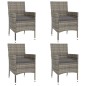 vidaXL 5-tlg. Garten-Bistro-Set mit Kissen Grau Poly Rattan vidaXL 5-tlg. Garten-Bistro-Set mit Kissen Grau Poly Rattan