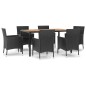 vidaXL 7-tlg. Garten-Essgruppe mit Kissen Schwarz Poly Rattan vidaXL 7-tlg. Garten-Essgruppe mit Kissen Schwarz Poly Rattan