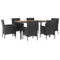 vidaXL 7-tlg. Garten-Essgruppe mit Kissen Schwarz Poly Rattan vidaXL 7-tlg. Garten-Essgruppe mit Kissen Schwarz Poly Rattan