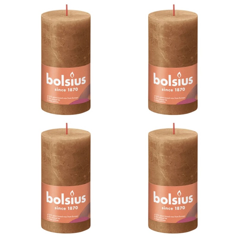 Bolsius Rustikale Stumpenkerzen Shine 4 Stk. 130x68 mm Gewürzbraun Bolsius Rustikale Stumpenkerzen Shine 4 Stk. 130x68 mm Gewürzbraun