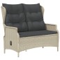 vidaXL Gartenbank 2-Sitzer mit Kissen Hellgrau Poly Rattan vidaXL Gartenbank 2-Sitzer mit Kissen Hellgrau Poly Rattan