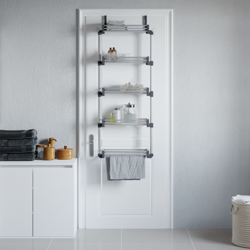 vidaXL Tür-Organizer mit 5 Ablagen 52x20x135 cm Aluminium vidaXL Tür-Organizer mit 5 Ablagen 52x20x135 cm Aluminium