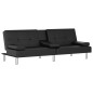vidaXL Schlafsofa mit Getränkehaltern Schwarz Kunstleder vidaXL Schlafsofa mit Getränkehaltern Schwarz Kunstleder