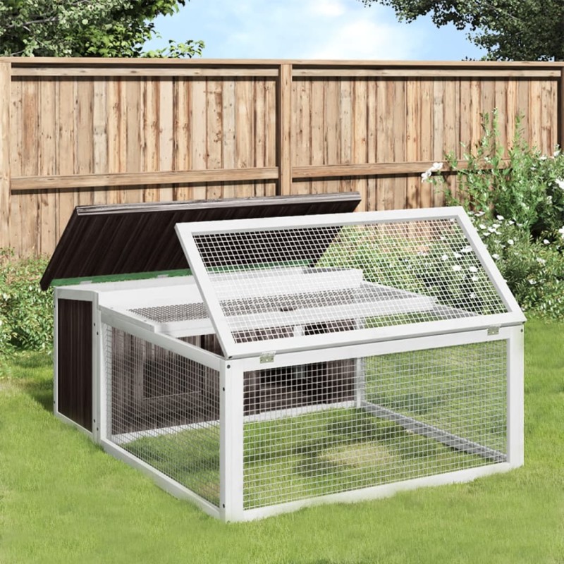 vidaXL Kaninchenstall Grau 117,5x97x47,5 cm Massivholz Kiefer vidaXL Kaninchenstall Grau 117,5x97x47,5 cm Massivholz Kiefer