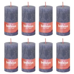 Bolsius Rustikale Stumpenkerzen Shine 8 Stk. 100x50 mm Dämmerungsblau