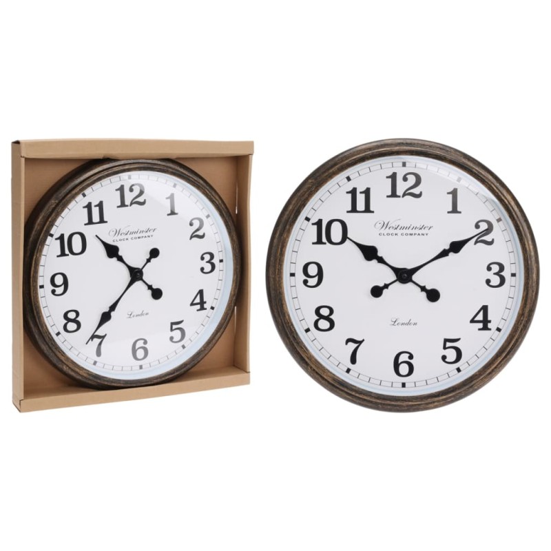 H&S Collection Wanduhr London Weiß und Braun H&S Collection Wanduhr London Weiß und Braun