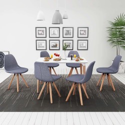 vidaXL 7-teilige Essgruppe Tisch Stühle Weiß und Hellgrau