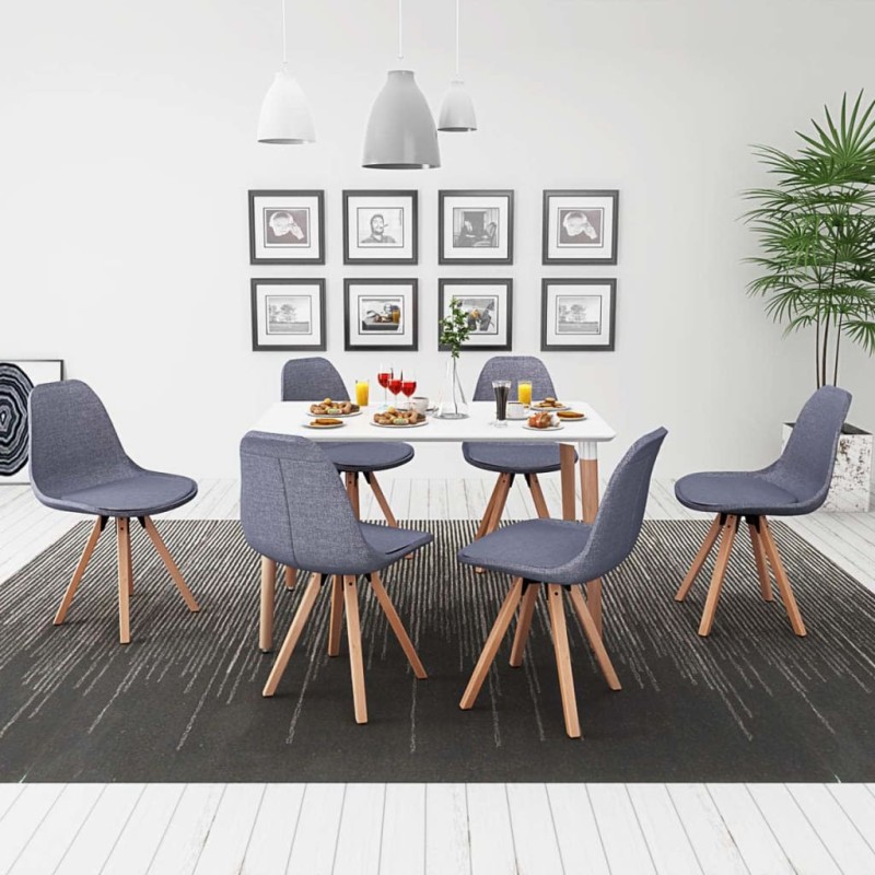 vidaXL 7-teilige Essgruppe Tisch Stühle Weiß und Hellgrau vidaXL 7-teilige Essgruppe Tisch Stühle Weiß und Hellgrau