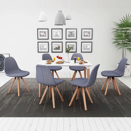 vidaXL 7-teilige Essgruppe Tisch Stühle Weiß und Hellgrau