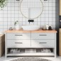 vidaXL Waschtischplatte Hellbraun 160x50x(2-6) cm Massivholz Behandelt vidaXL Waschtischplatte Hellbraun 160x50x(2-6) cm Massivholz Behandelt