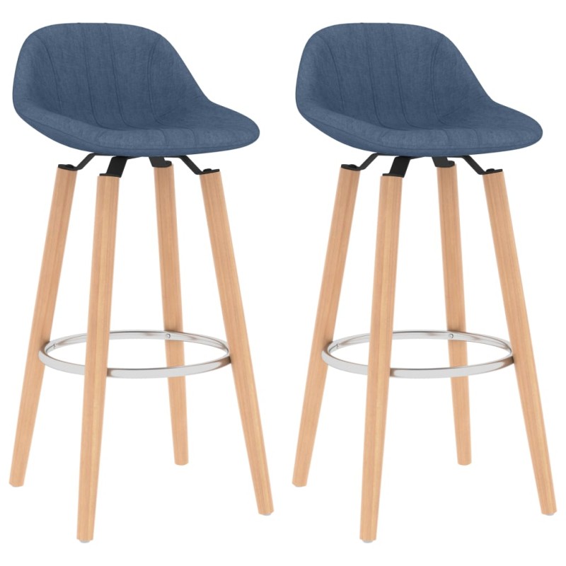 vidaXL Barhocker 2 Stk. Blau Stoff vidaXL Barhocker 2 Stk. Blau Stoff