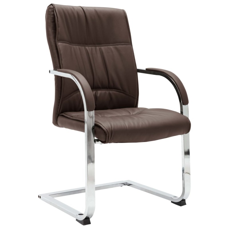 vidaXL Freischwinger Bürostuhl Braun Kunstleder vidaXL Freischwinger Bürostuhl Braun Kunstleder