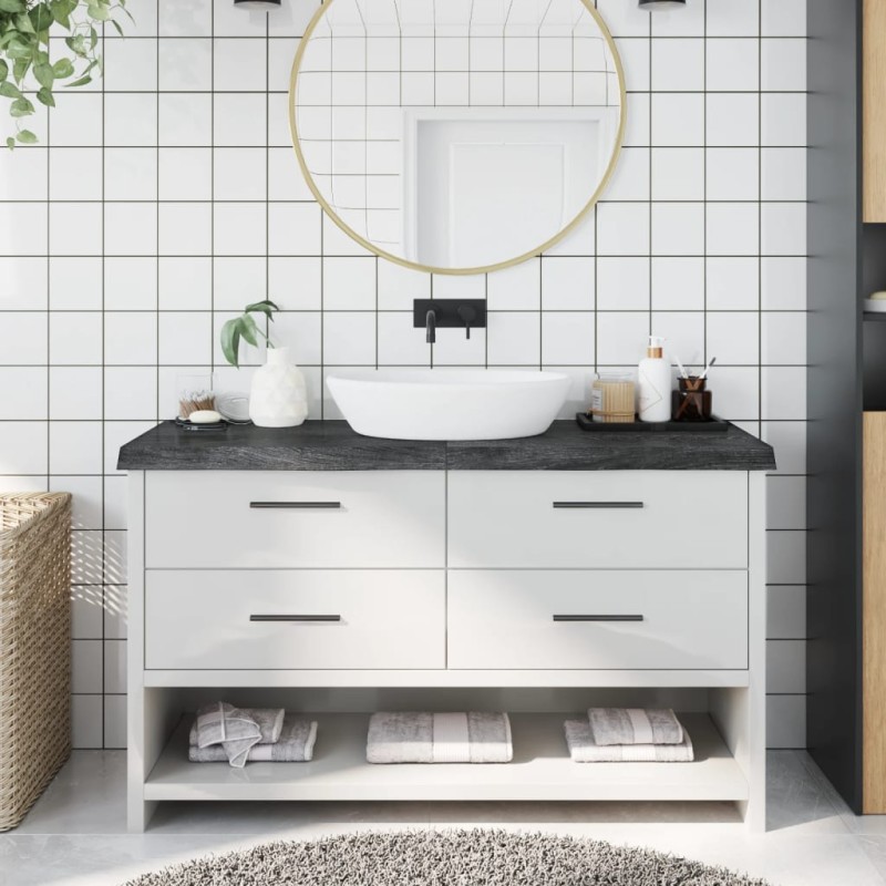 Waschtischplatte Dunkelgrau 140x40x6 cm Massivholz Behandelt Waschtischplatte Dunkelgrau 140x40x6 cm Massivholz Behandelt