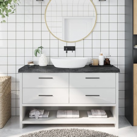 Waschtischplatte Dunkelgrau 140x40x6 cm Massivholz Behandelt