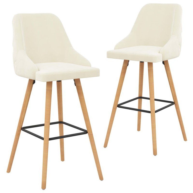 vidaXL Barhocker 2 Stk. Creme Samt vidaXL Barhocker 2 Stk. Creme Samt